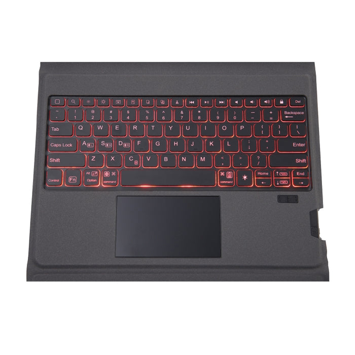 Estuche de cuero con teclado Bluetooth integrado con retroiluminación, panel táctil y soporte