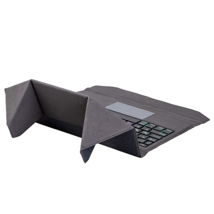Estuche de cuero con teclado Bluetooth integrado con retroiluminación, panel táctil y soporte