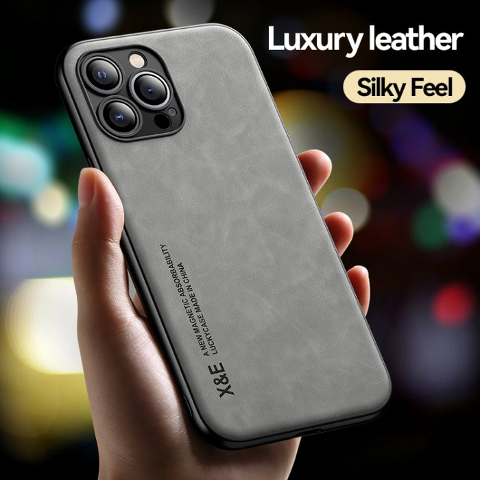 Estuche para teléfono con respaldo de cuero magnético Skin Feel