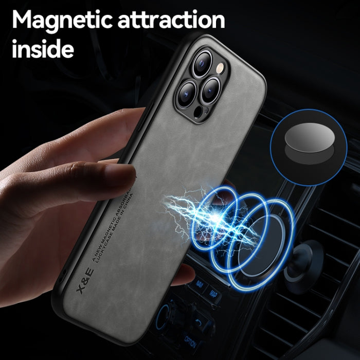 Estuche para teléfono con respaldo de cuero magnético Skin Feel