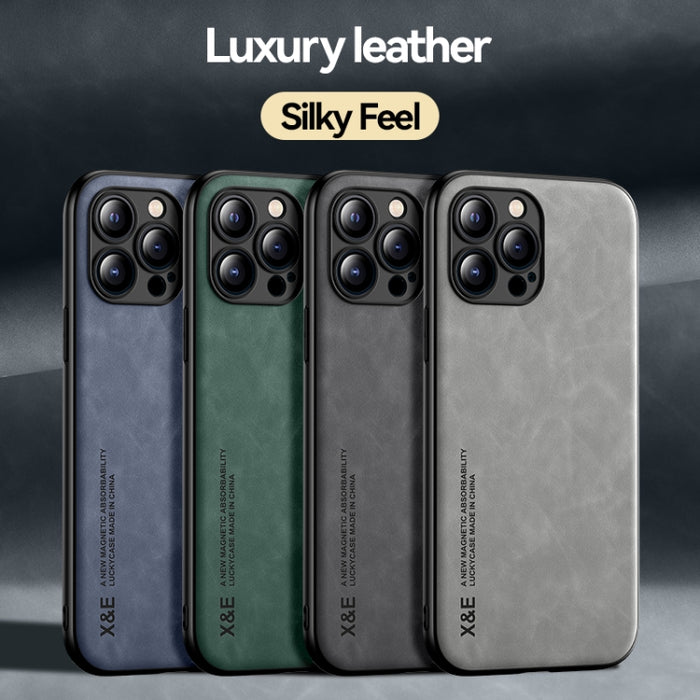 Estuche para teléfono con respaldo de cuero magnético Skin Feel