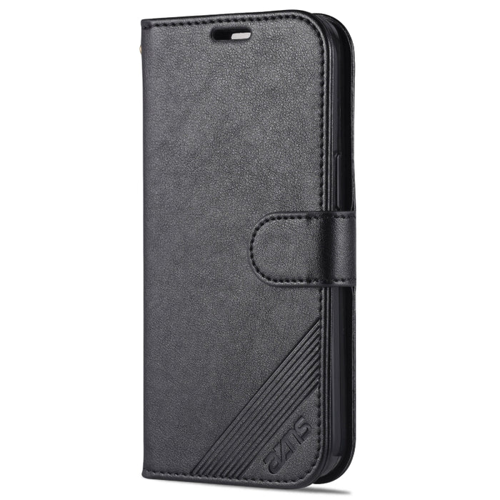 AZNS Estuche de cuero con tapa horizontal con textura de piel de oveja