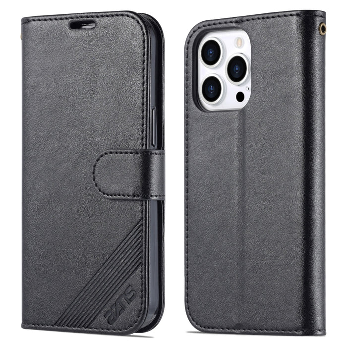 AZNS Estuche de cuero con tapa horizontal con textura de piel de oveja