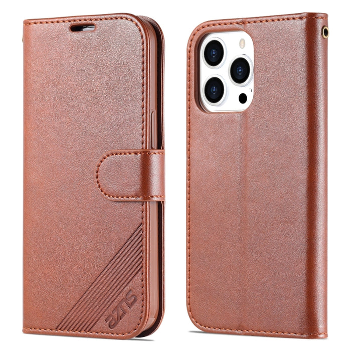 AZNS Estuche de cuero con tapa horizontal con textura de piel de oveja