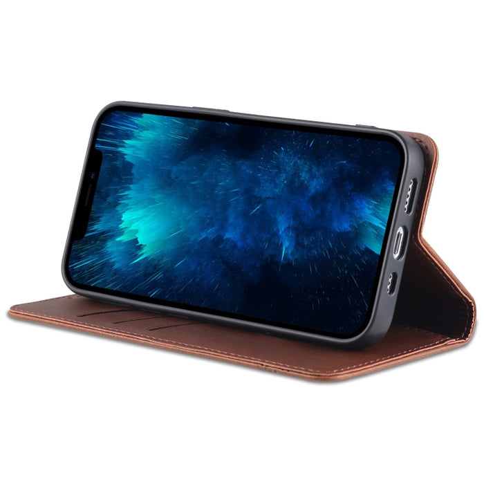 AZNS Funda de cuero con tapa magnética con textura de becerro para teléfono