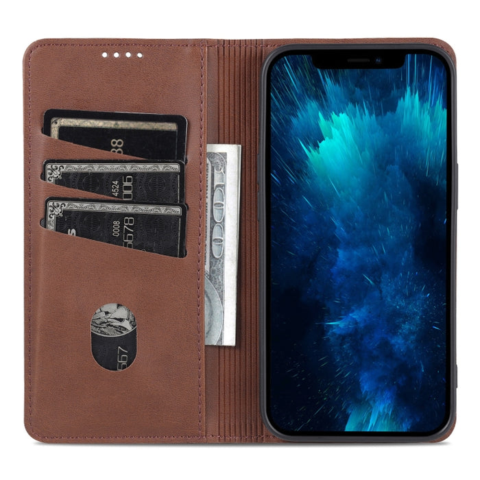 AZNS Funda de cuero con tapa magnética con textura de becerro para teléfono