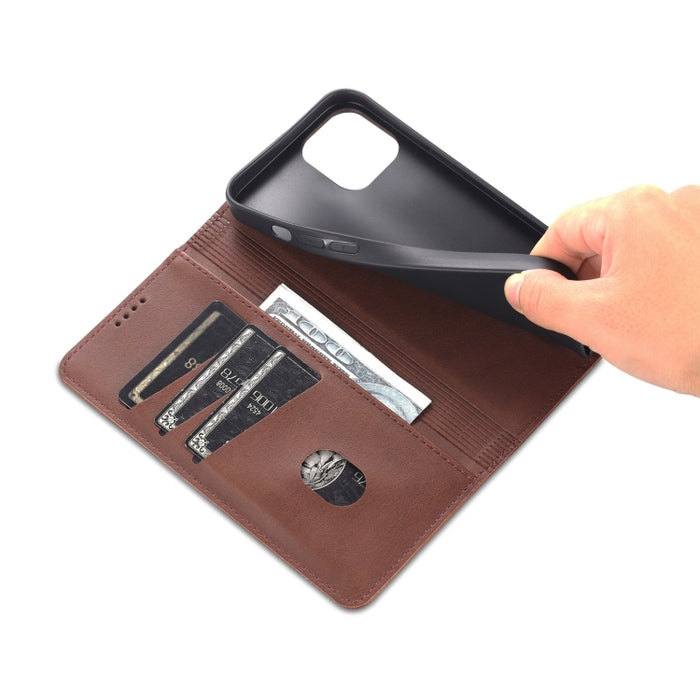 AZNS Funda de cuero con tapa magnética con textura de becerro para teléfono