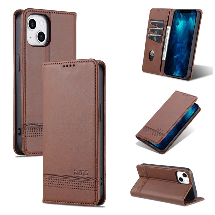 AZNS Funda de cuero con tapa magnética con textura de becerro para teléfono