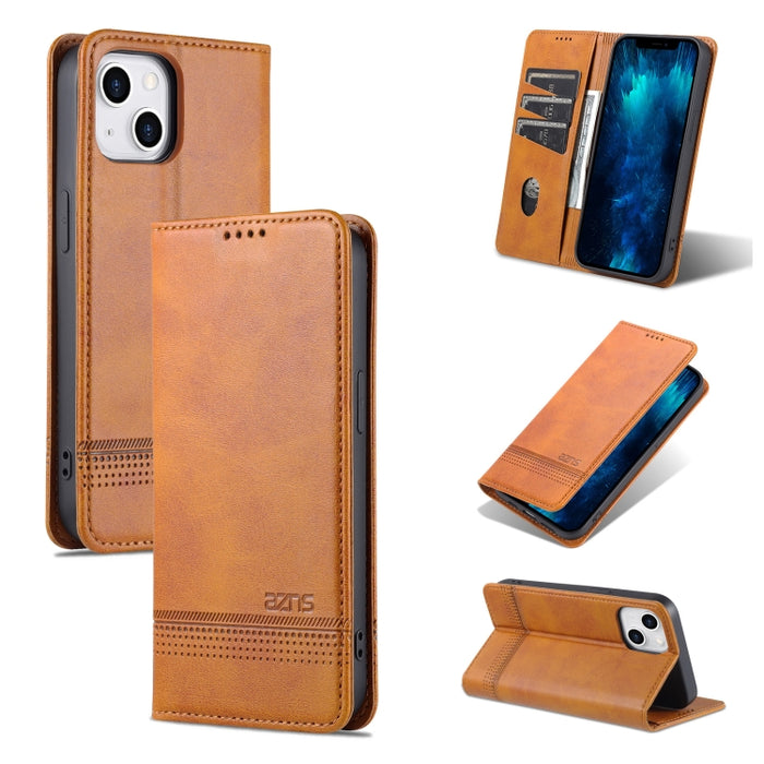 AZNS Funda de cuero con tapa magnética con textura de becerro para teléfono