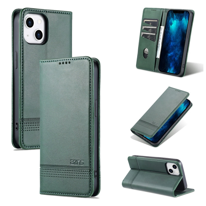 AZNS Funda de cuero con tapa magnética con textura de becerro para teléfono