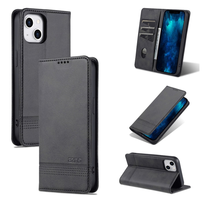 AZNS Funda de cuero con tapa magnética con textura de becerro para teléfono