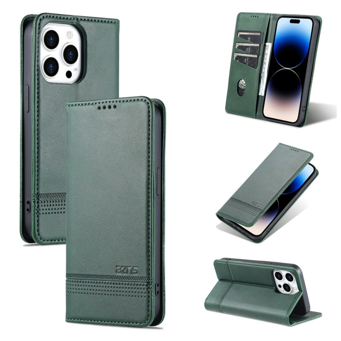 AZNS Funda de cuero con tapa magnética con textura de becerro para teléfono