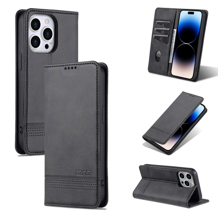 AZNS Funda de cuero con tapa magnética con textura de becerro para teléfono