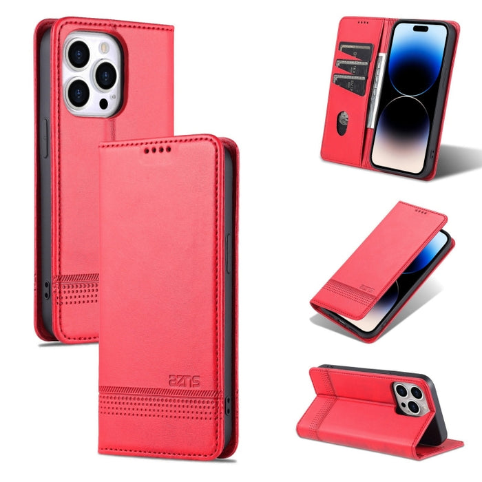 AZNS Funda de cuero con tapa magnética con textura de becerro para teléfono