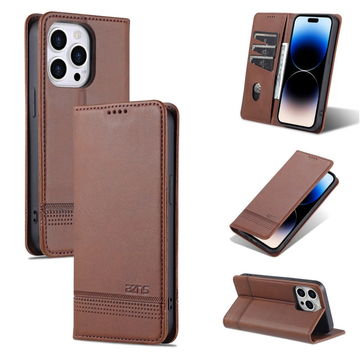 AZNS Funda de cuero con tapa magnética con textura de becerro para teléfono
