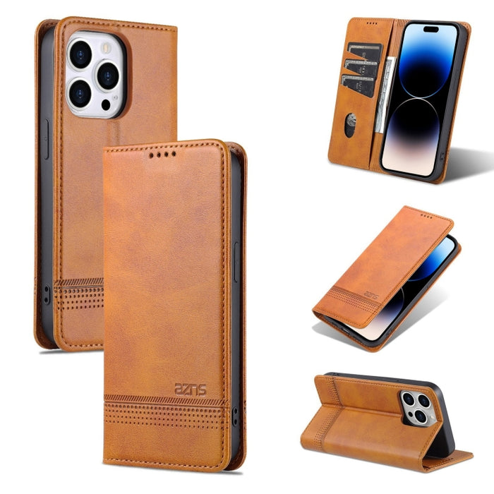 AZNS Funda de cuero con tapa magnética con textura de becerro para teléfono