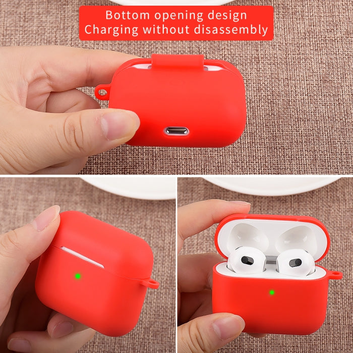 Funda protectora de silicona para auriculares inalámbricos con mosquetón