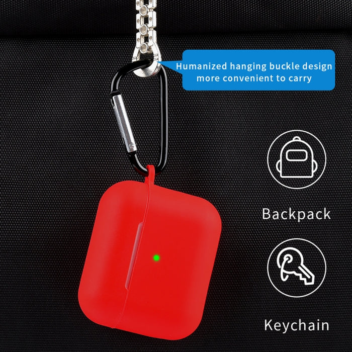 Funda protectora de silicona para auriculares inalámbricos con mosquetón