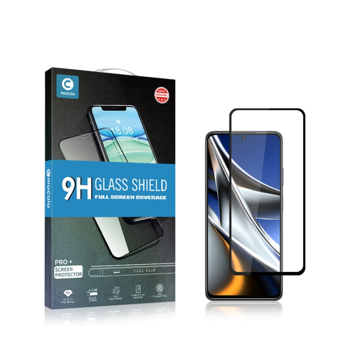 Película de vidrio templado con impresión de seda y pegamento completo mocolo 9H, For Xiaomi Poco X4 Pro 5G