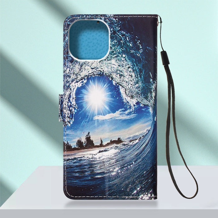 Estuche de cuero de textura plana pintada con cordón y ranura para tarjeta y billetera y soporte
