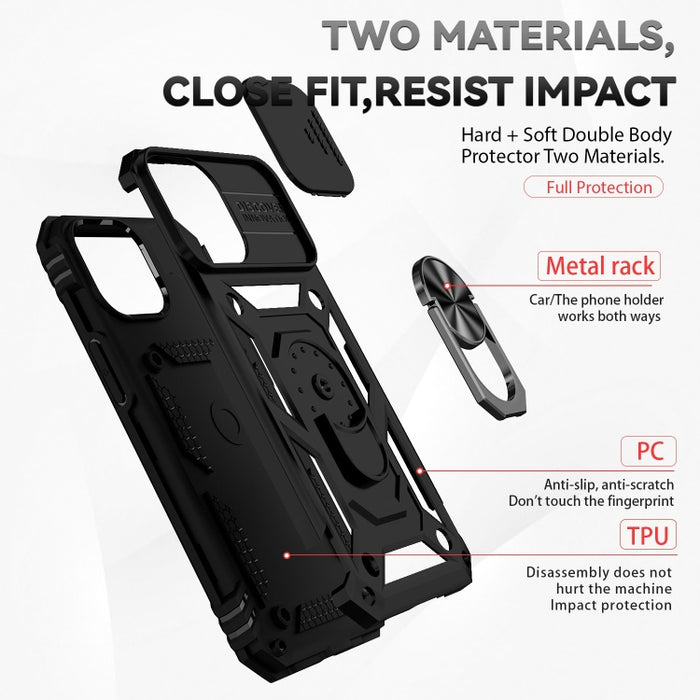 Estuche para teléfono con soporte deslizante Camshield, For iPhone 14, For iPhone 14 Plus, For iPhone 14 Pro, For iPhone 14 Pro Max