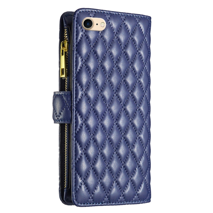 Estuche para teléfono con tapa de cuero tipo billetera con cremallera Diamond Lattice