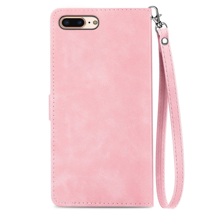 Estuche para teléfono de cuero a prueba de golpes con flores en relieve