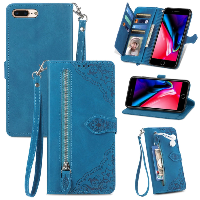 Estuche para teléfono de cuero a prueba de golpes con flores en relieve