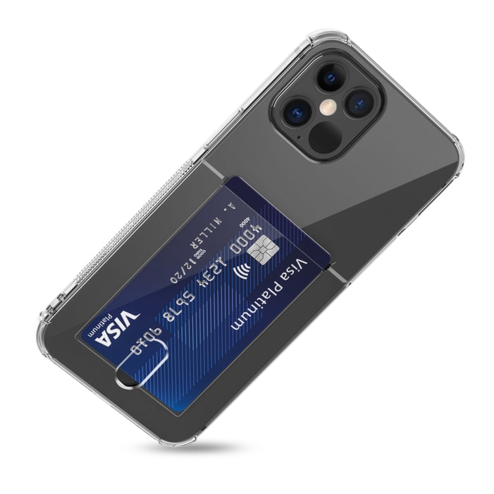 Caja de teléfono de TPU transparente con ranuras para tarjetas