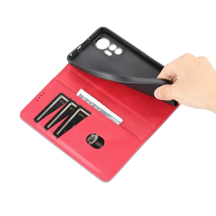 Estuche para teléfono de cuero con textura de becerro magnético AZNS, For Xiaomi 12 Lite, For Xiaomi Redmi Note 11T Pro / Poco X4 GT