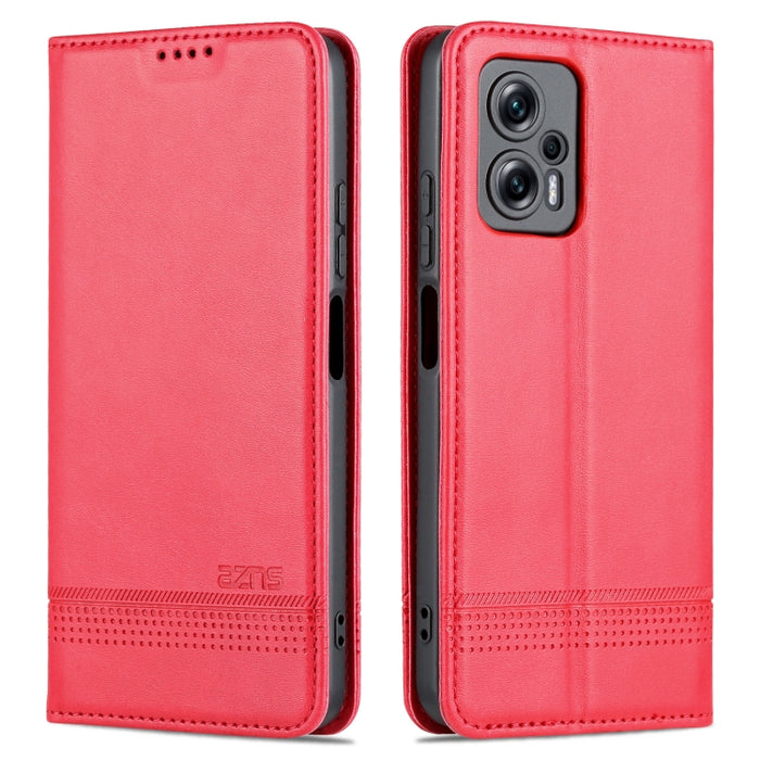 Estuche para teléfono de cuero con textura de becerro magnético AZNS, For Xiaomi 12 Lite, For Xiaomi Redmi Note 11T Pro / Poco X4 GT