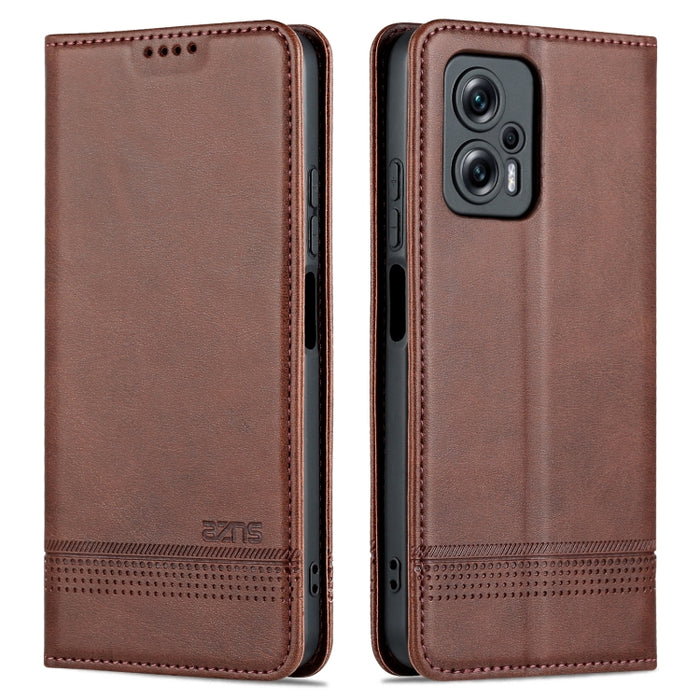 Estuche para teléfono de cuero con textura de becerro magnético AZNS, For Xiaomi 12 Lite, For Xiaomi Redmi Note 11T Pro / Poco X4 GT