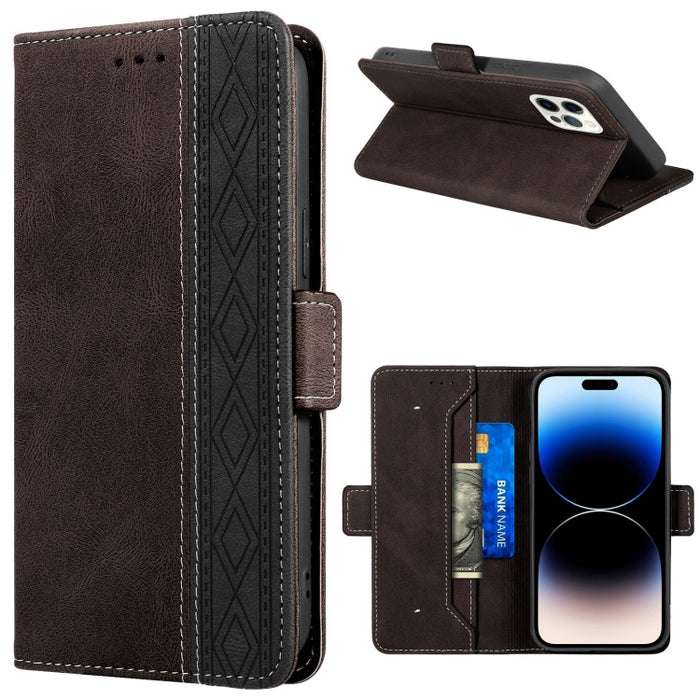 Estuche de cuero RFID magnético cosido