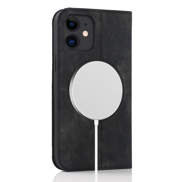 Estuche de cuero para teléfono Magsafe con carga inalámbrica