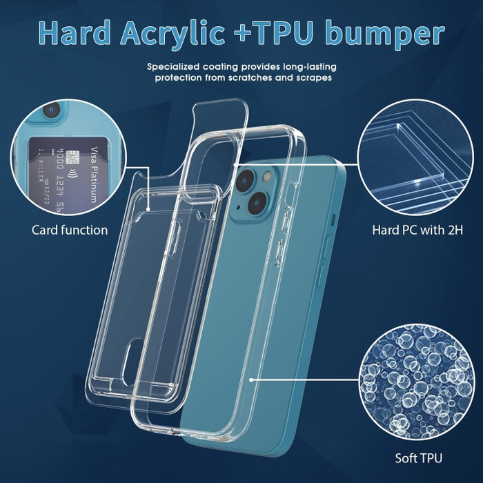 Ranura para tarjeta de cristal PC + TPU Phone Case