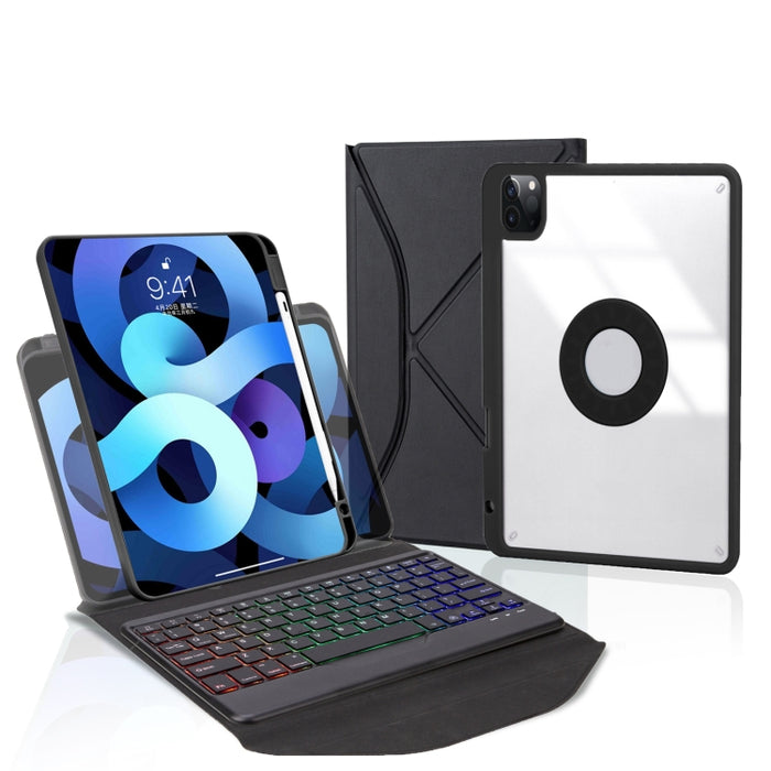 Funda para tableta de cuero con teclado Bluetooth con retroiluminación y ranura para bolígrafo Z11BS