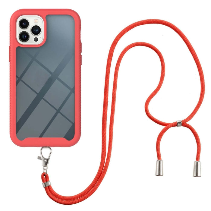 Starry Sky Solid Color Series Funda para teléfono PC + TPU a prueba de golpes con correa para el cuello