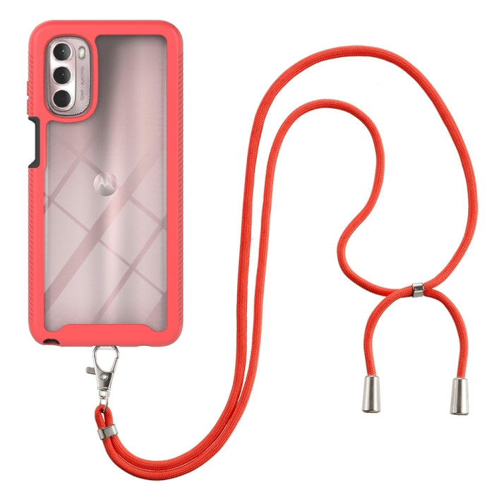 Starry Sky Solid Color Series Funda para teléfono PC + TPU a prueba de golpes con correa para el cuello