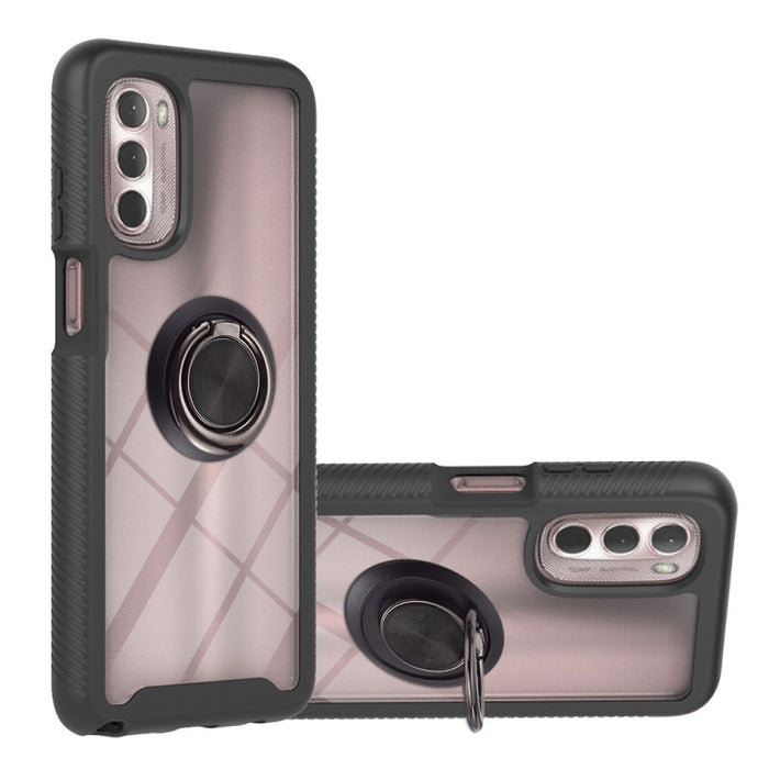 Estuche de PC + TPU de la serie Starry Sky Solid Color con soporte para anillo y función magnética
