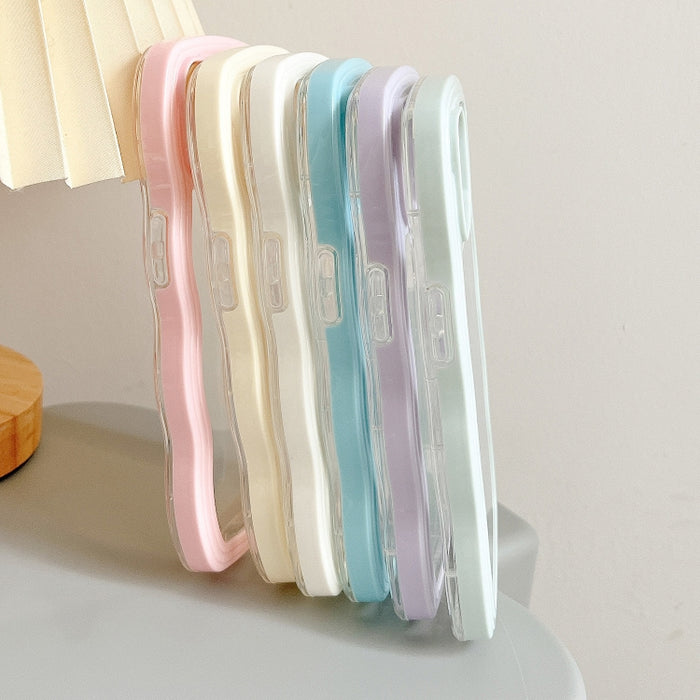 Lanyard Candy Color Wave TPU Clear PC Phone Case