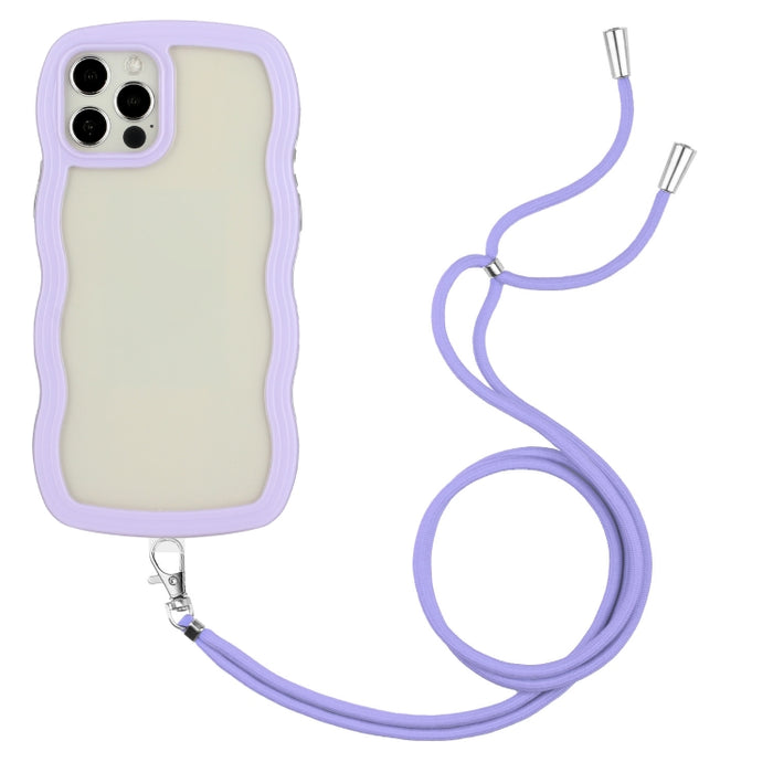 Lanyard Candy Color Wave TPU Clear PC Phone Case
