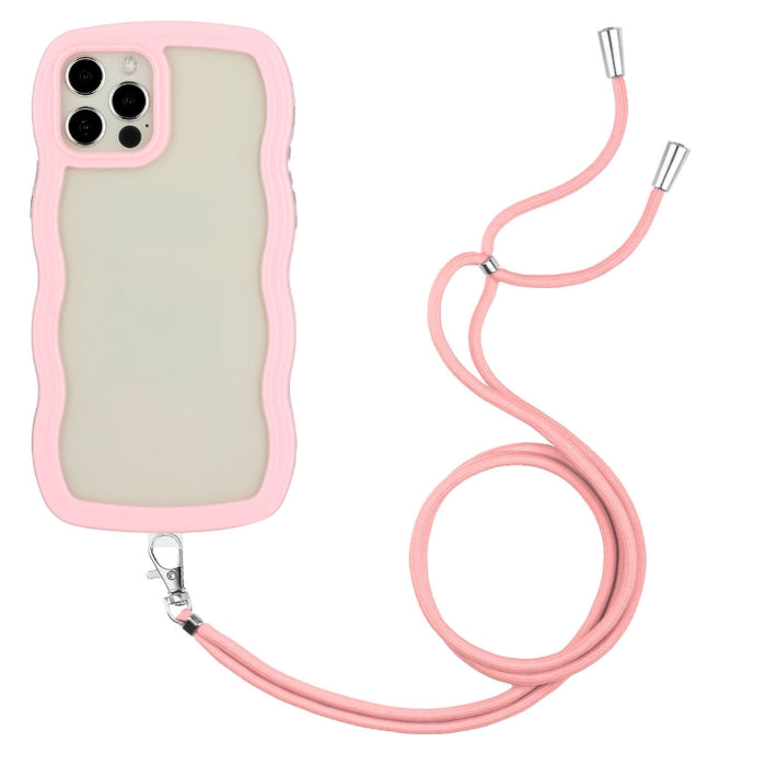 Lanyard Candy Color Wave TPU Clear PC Phone Case