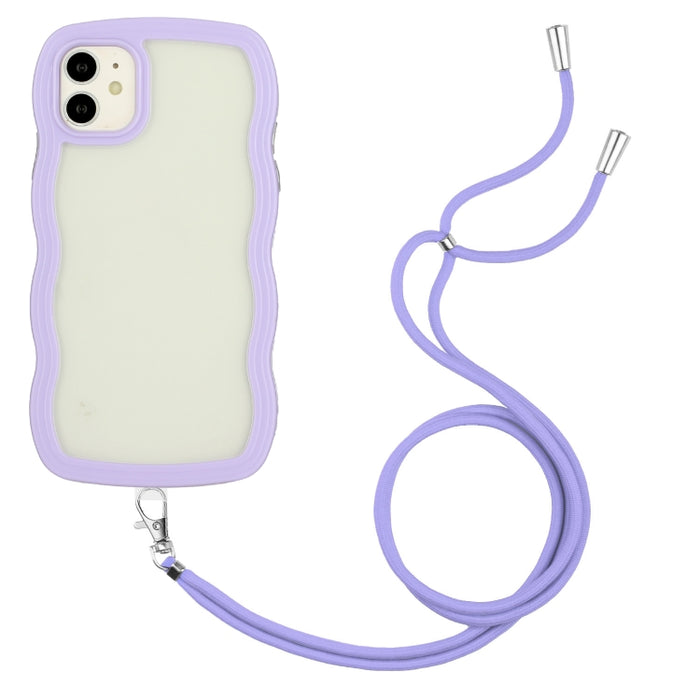 Lanyard Candy Color Wave TPU Clear PC Phone Case