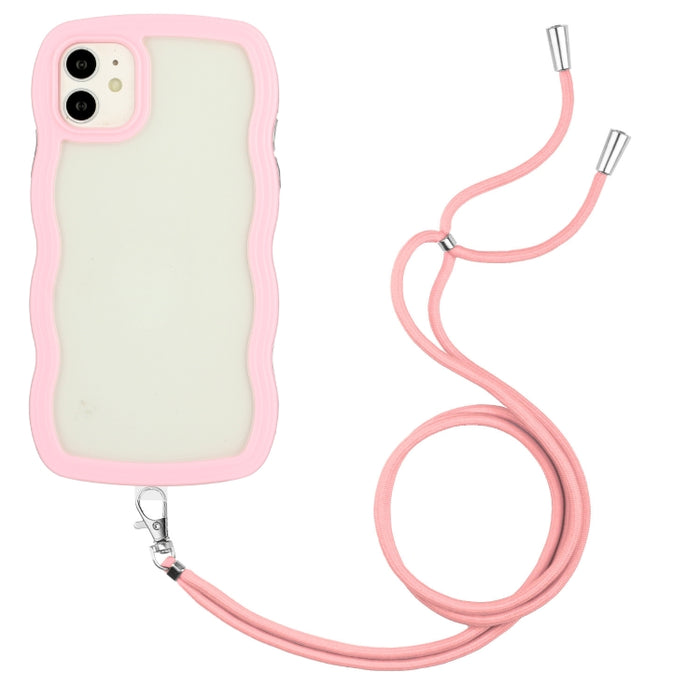 Lanyard Candy Color Wave TPU Clear PC Phone Case