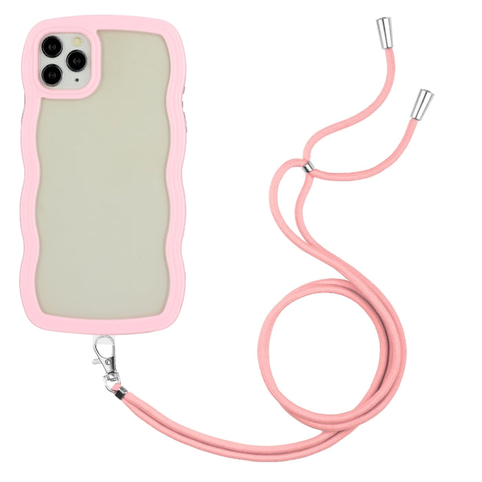 Lanyard Candy Color Wave TPU Clear PC Phone Case