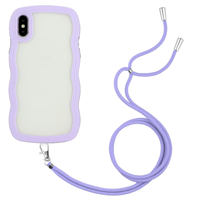 Lanyard Candy Color Wave TPU Clear PC Phone Case