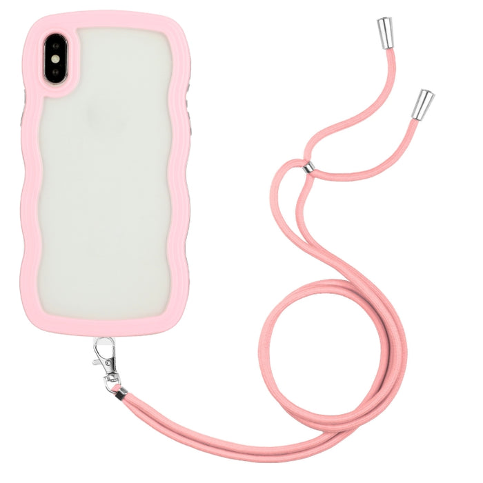 Lanyard Candy Color Wave TPU Clear PC Phone Case