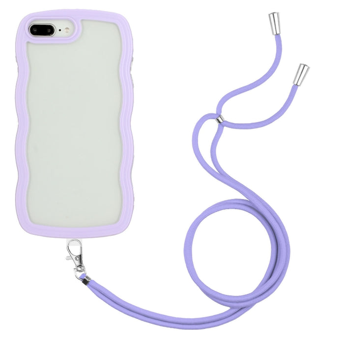 Lanyard Candy Color Wave TPU Clear PC Phone Case