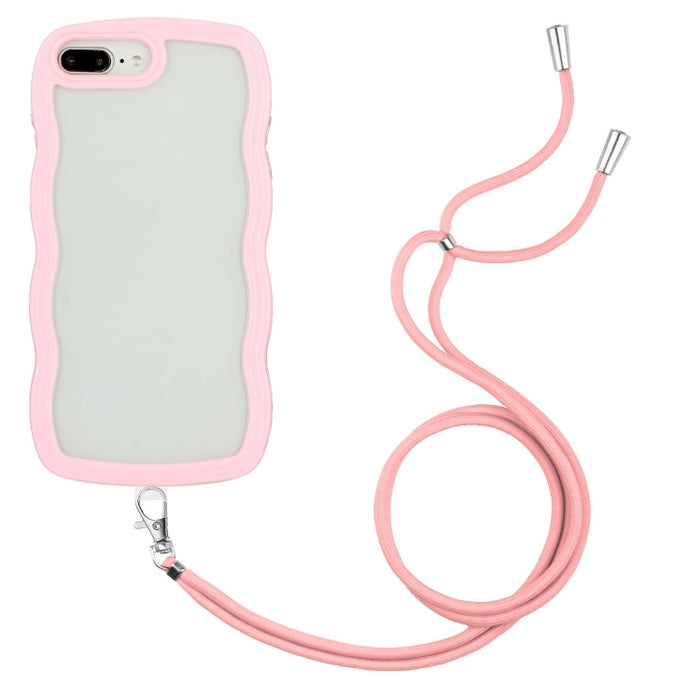 Lanyard Candy Color Wave TPU Clear PC Phone Case