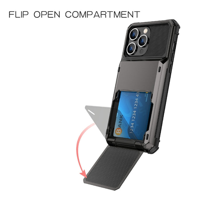 Estuche protector de armadura resistente resistente a los arañazos a prueba de golpes con ranura para tarjeta, For iPhone 14 Pro Max
